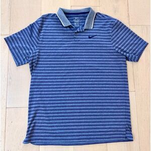 Nike Golf Mens Dri-FIT Standard Fit Blue Striped Short Sleeve Polo Shirt Large